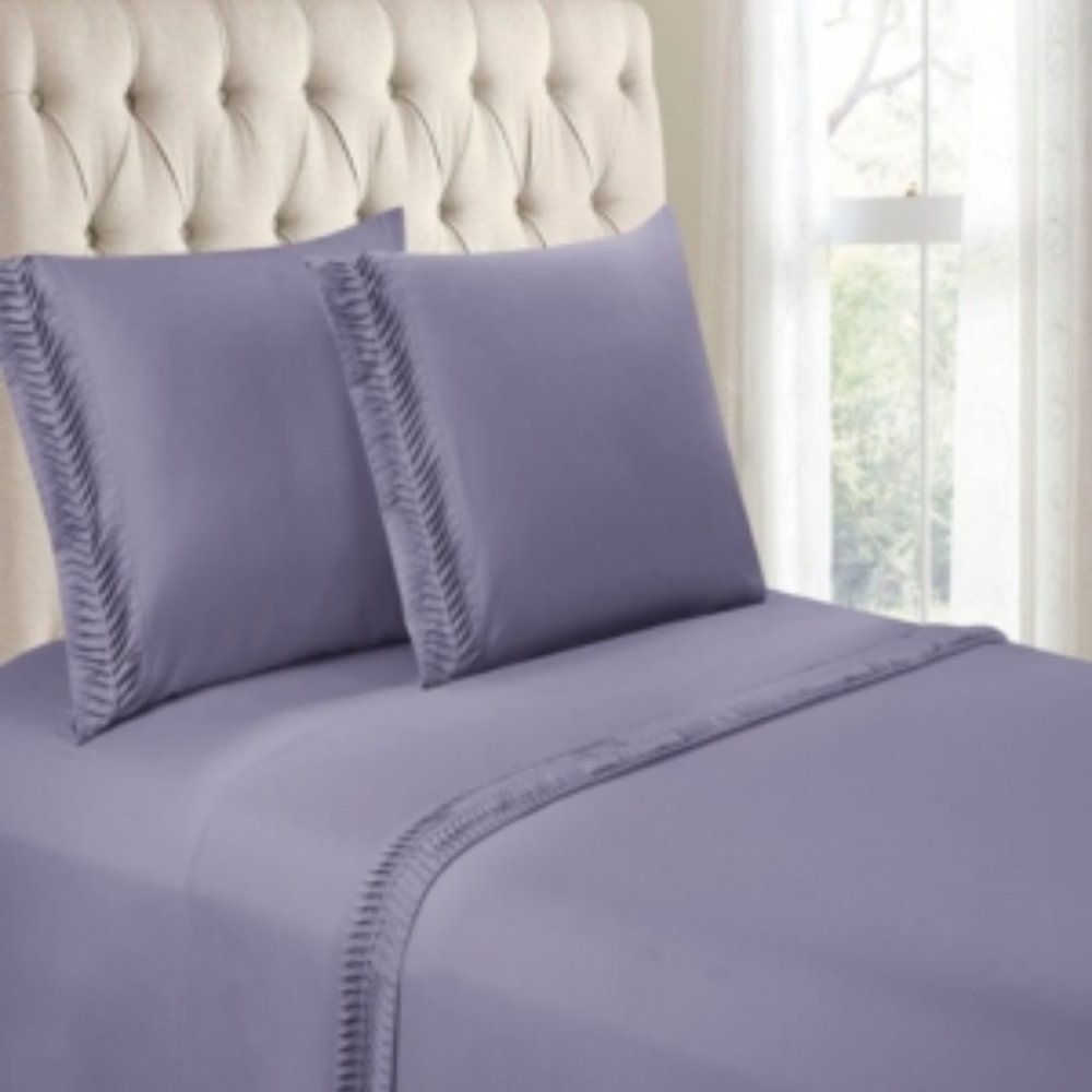Pleated Hem 4 Pieces Queen Sheet Set